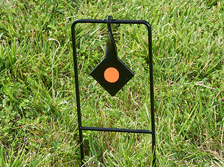 Rimfire Steel Single Spinner Target placed in ground