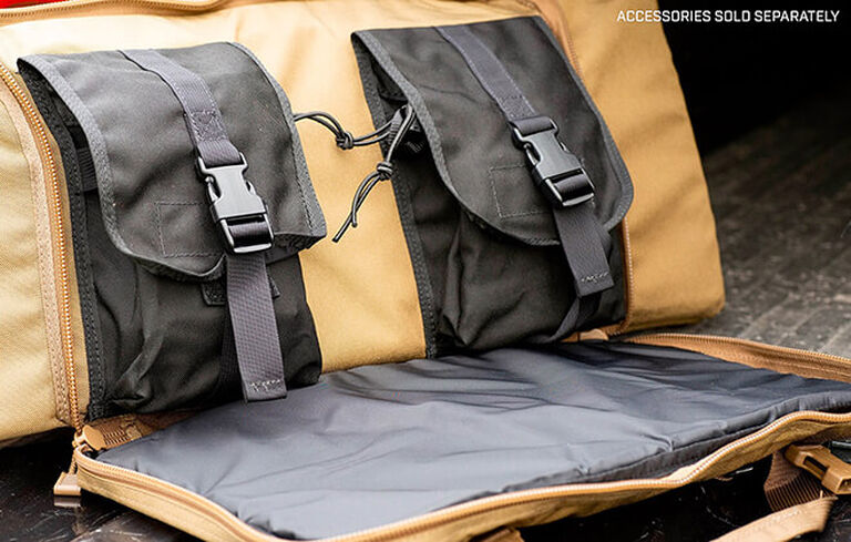 Detail of Tactical Tripod Kit Bag's secure compartments