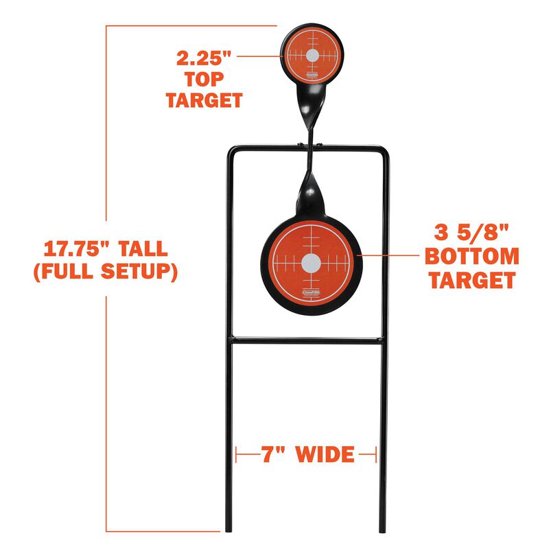 Top Target 2.25" Bottom Target 3 5/8" 7" Wide Full Setup 17.75" Tall