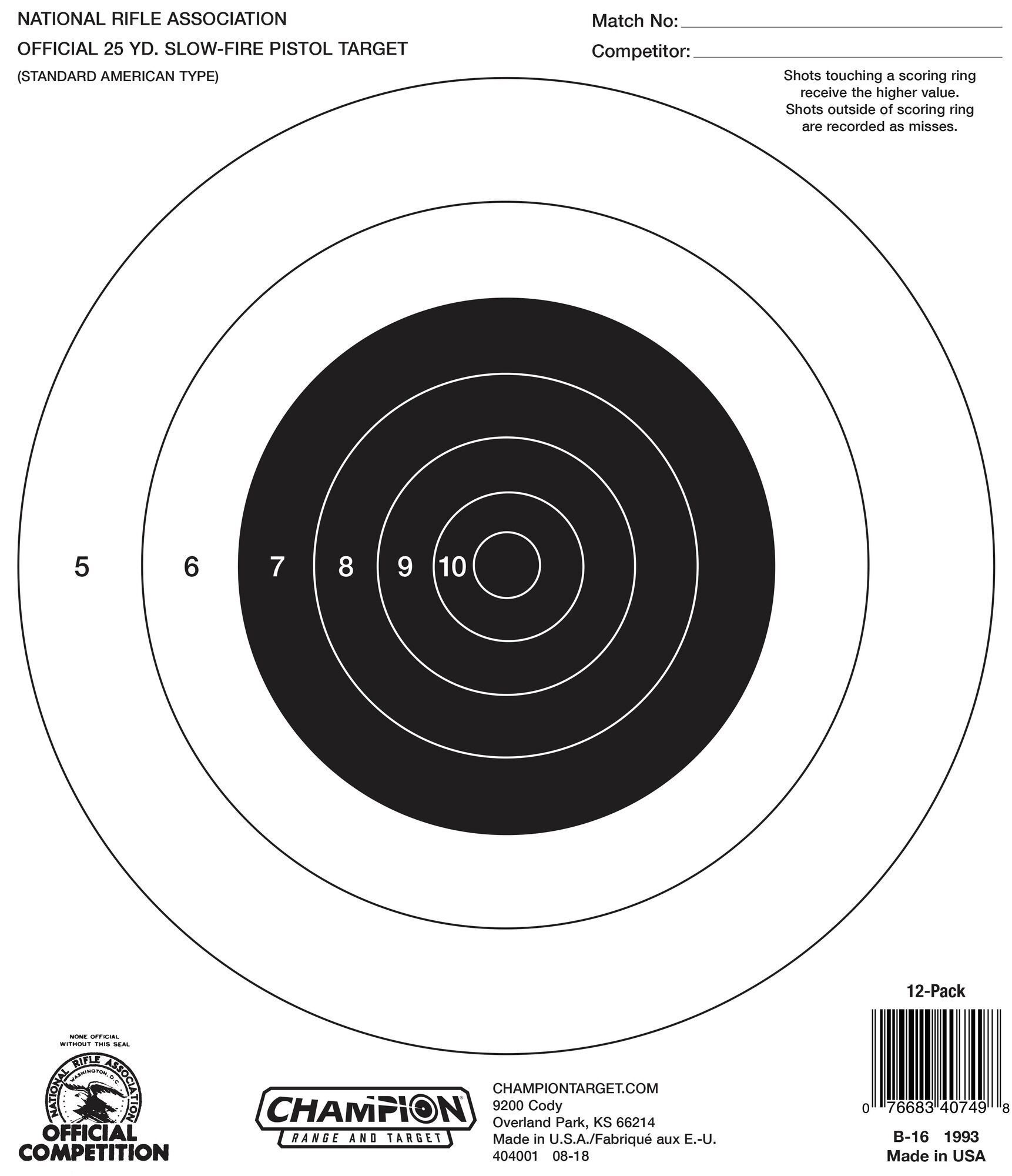 US Army Official 50 Foot Small Bore Rifle Targets Quantity 10 
