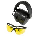 Eye and Ear Protection Combo Black Passive Muff, Amber Lens, Clam